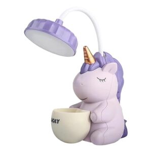 Cute Unicorn Cartoon Shaped USB Rechargeable LED Table Lamp with Pencil Sharpener & Pen Holder