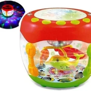 Musical Rotating Drum Toy with Lights – 360° Baby Activity Drum | Sound, Music & Colorful LED Projection